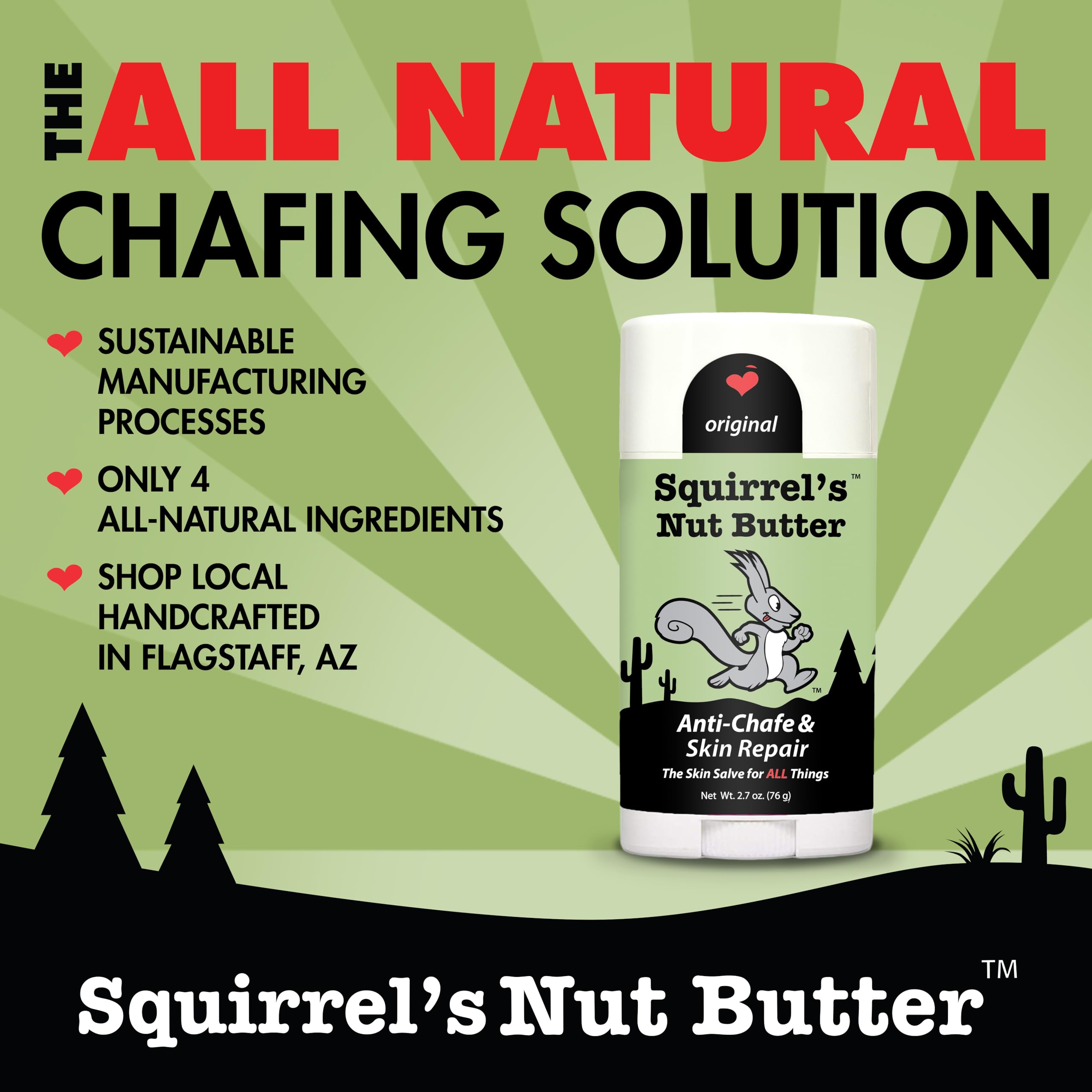 Squirrel's Nut Butter Anti Chafe Stick on thighs prevents rubbing during long runs