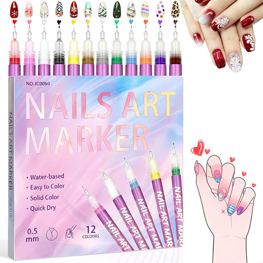 SRIOIO nail art pens set of 12 colors, ideal for DIY manicures.
