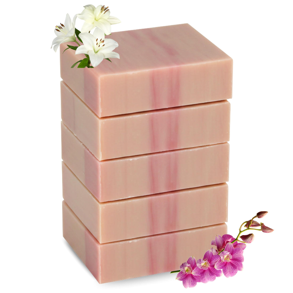 SSA White Orchid & Lily natural soap bar unwrapped showcases calming fragrance for daily cleansing