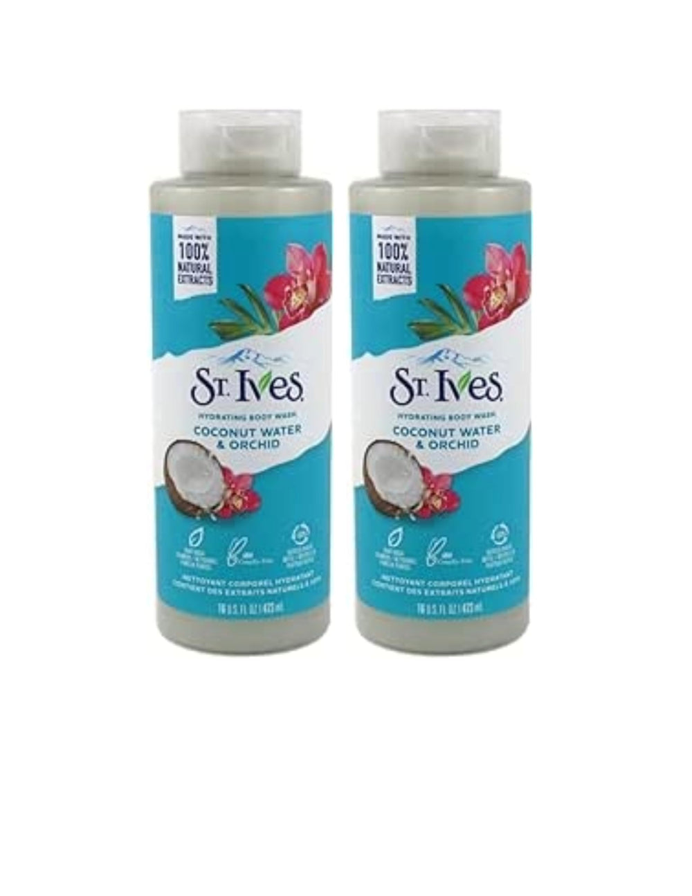 St. Ives coconut bath wash bottle with a hydrating formula for soft skin