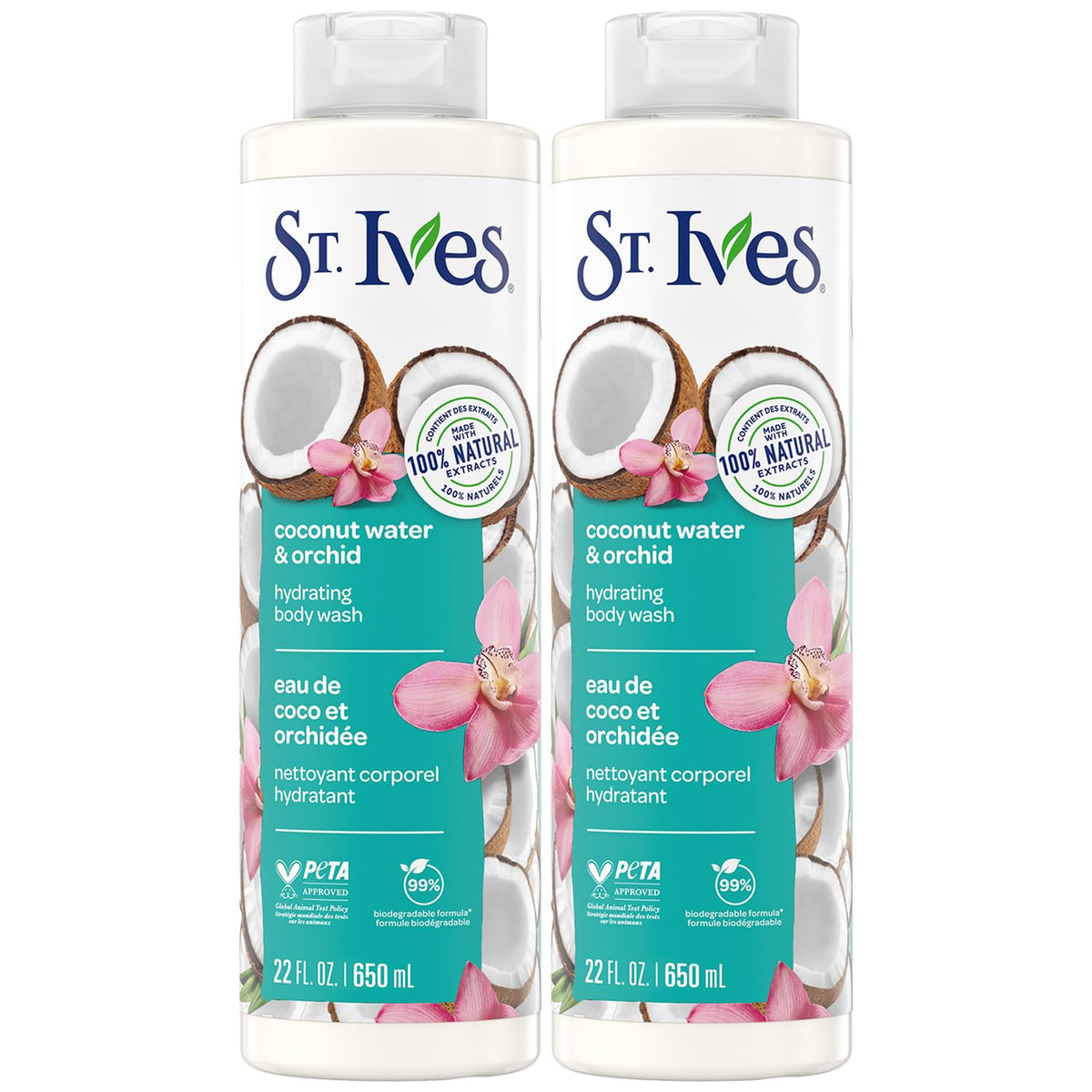St. Ives coconut water orchid bottle—hydrating shower gel in 2-pack for daily use
