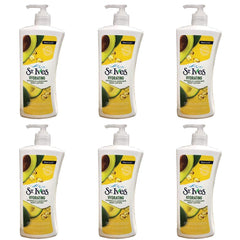 St. Ives Daily Hydrating Vitamin E & Avocado bottle pour nourishes and hydrates the skin.