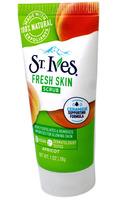 St. Ives Fresh Skin Scrub closeup texture highlights natural exfoliation for radiant skin.
