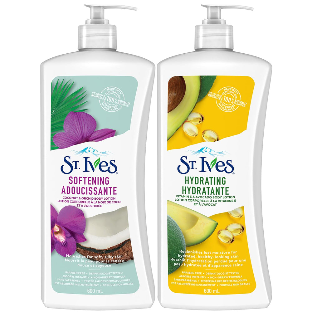 St. Ives Hydrating Vitamin E & Avocado lotion bottle for lasting moisture