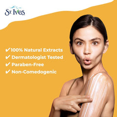 Non-greasy finish after applying St. Ives lotion.