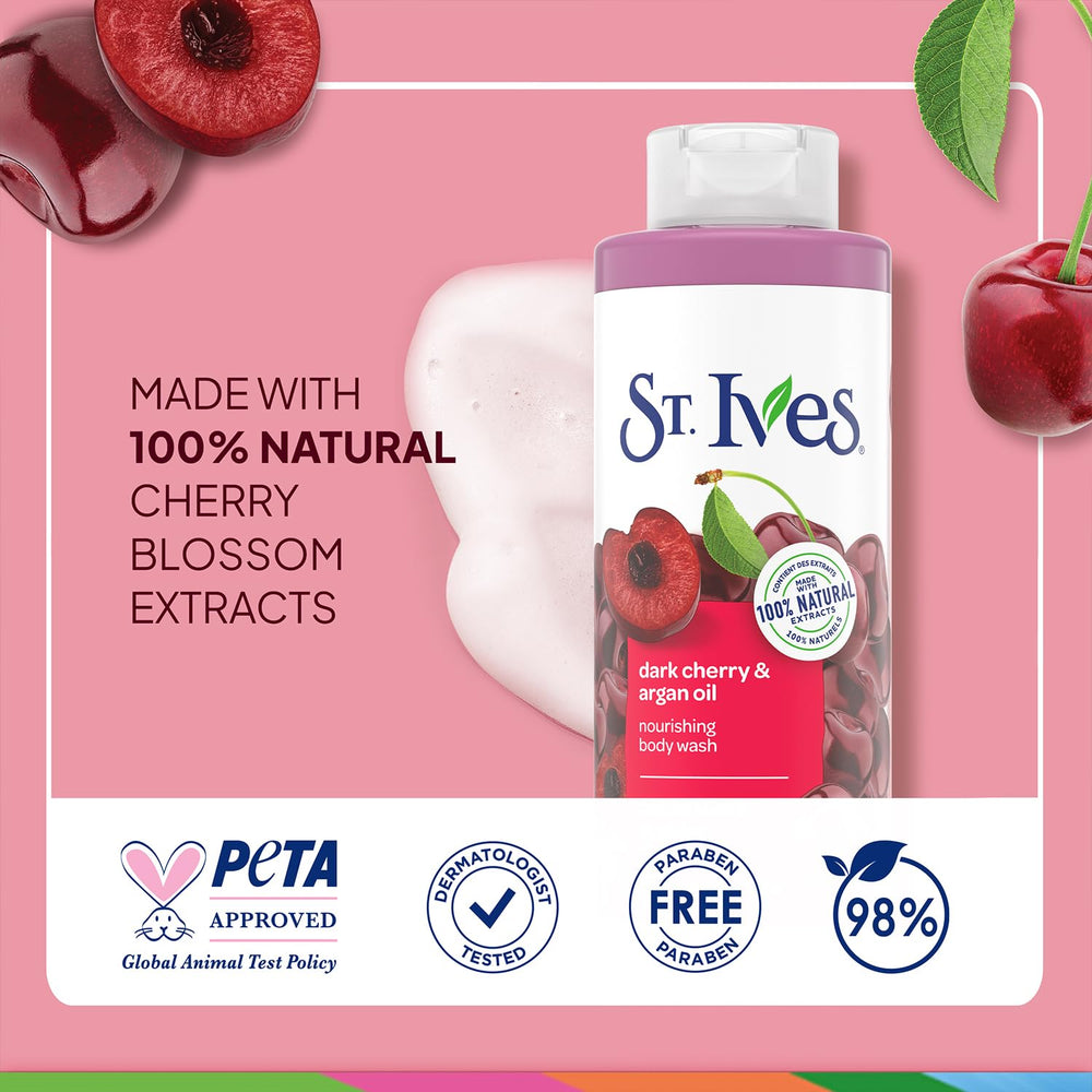St. Ives paraben-free dermatologist-tested formula supports gentle cleansing.