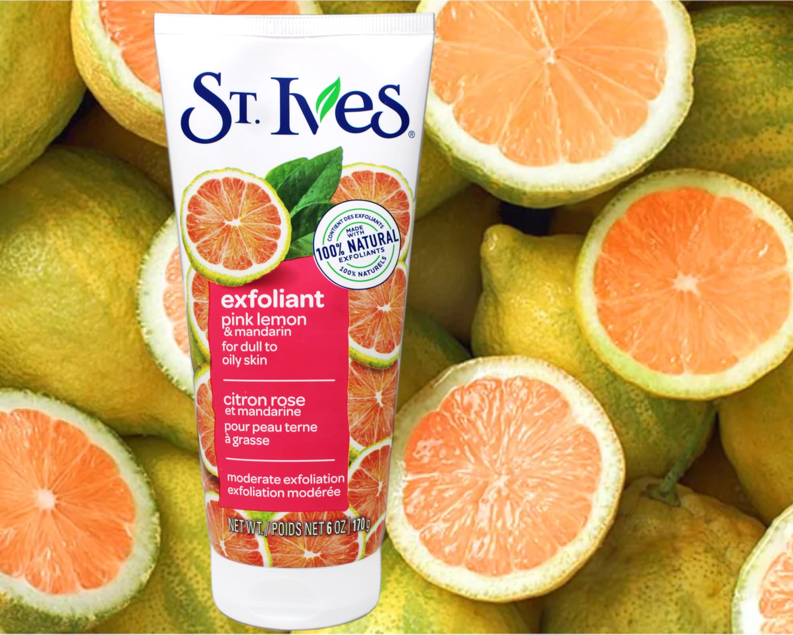 St. Ives Radiant Skin application on hands shows exfoliating action.