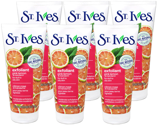 St. Ives Radiant Skin pink lemon scrub bottle for smoother skin.