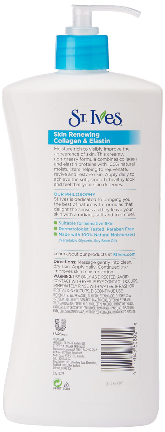St. Ives Renewing lotion texture swatch reveals creamy consistency for nourishment