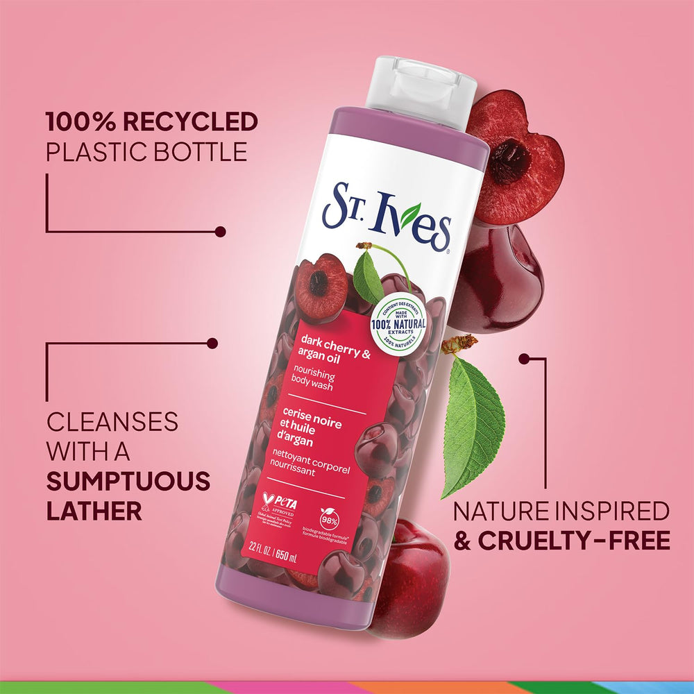 St. Ives silky lather evokes moisturizing feel during shower routine.