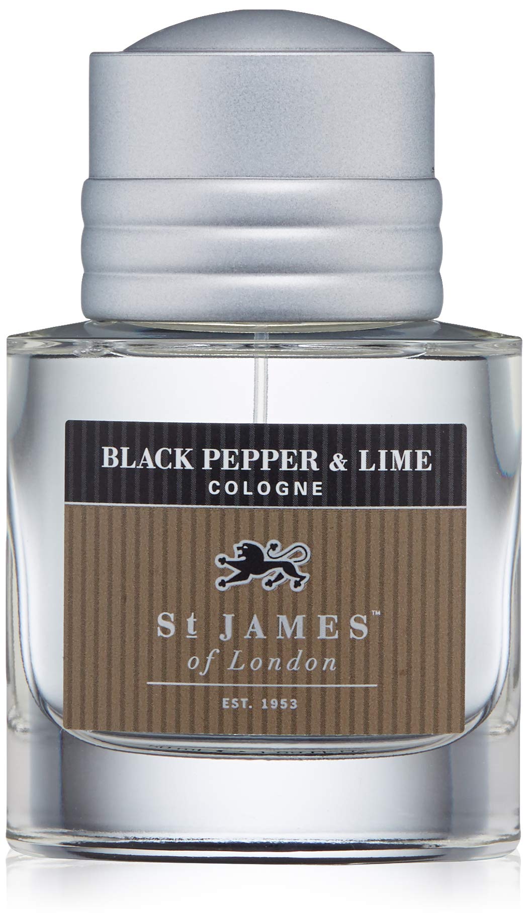 St James of London Black Pepper & Lime Cologne bottle shows crisp citrus and spice.