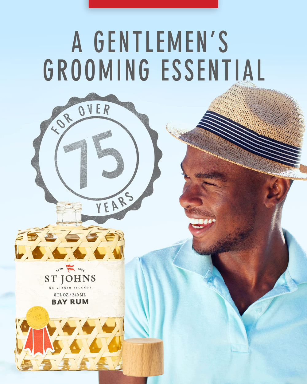 St. John Bay Rum gift-pack presentation suggests a refined grooming option