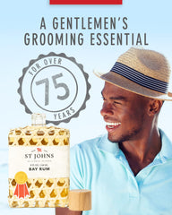 St. John Bay Rum gift-pack presentation suggests a refined grooming option