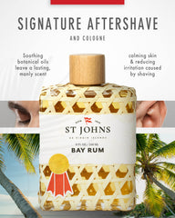St. John Bay Rum splash bottle highlights iconic FishPot weave design