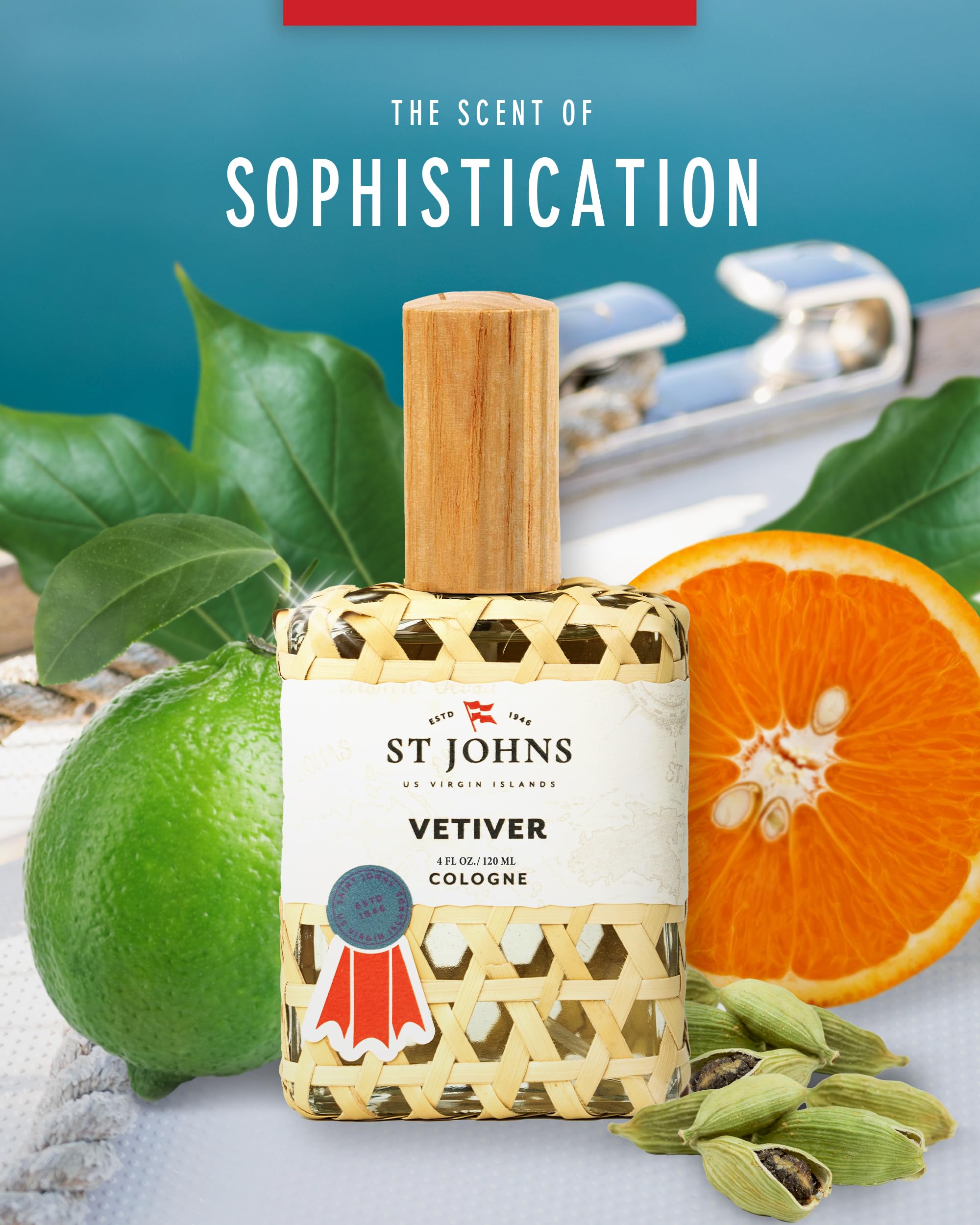 St. John Vetiver sandalwood-cedar base for day or evening wear.