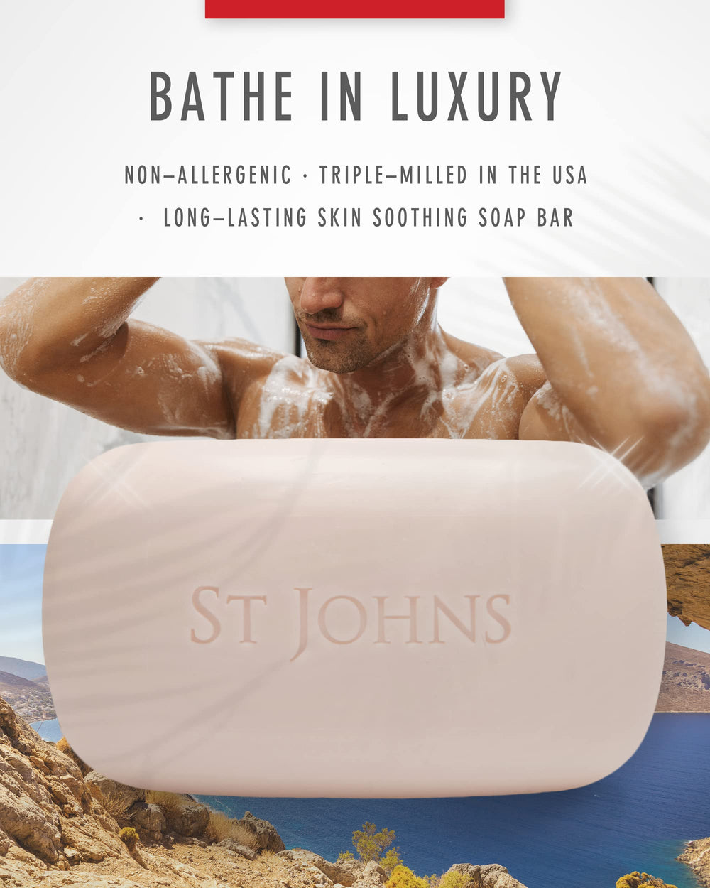 St. John No. 77 bar in hand with rich foam for daily wash