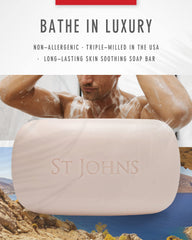 St. John No. 77 bar in hand with rich foam for daily wash