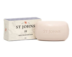 St. John No. 77 packaging view highlighting premium design for men’s grooming