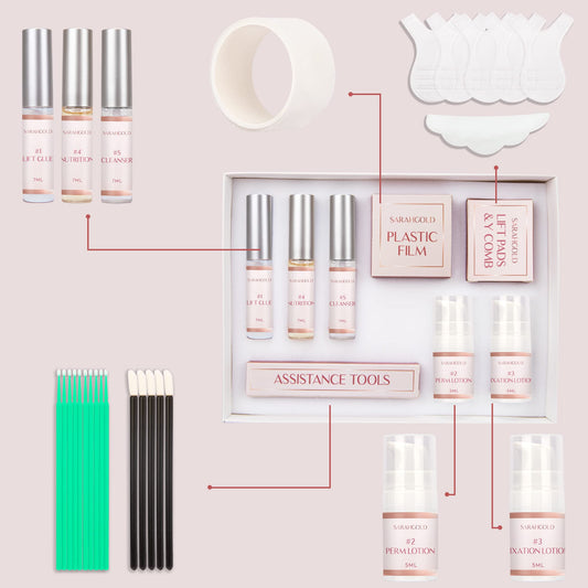 St. Mege lash lift tools and pads ready for precise applications