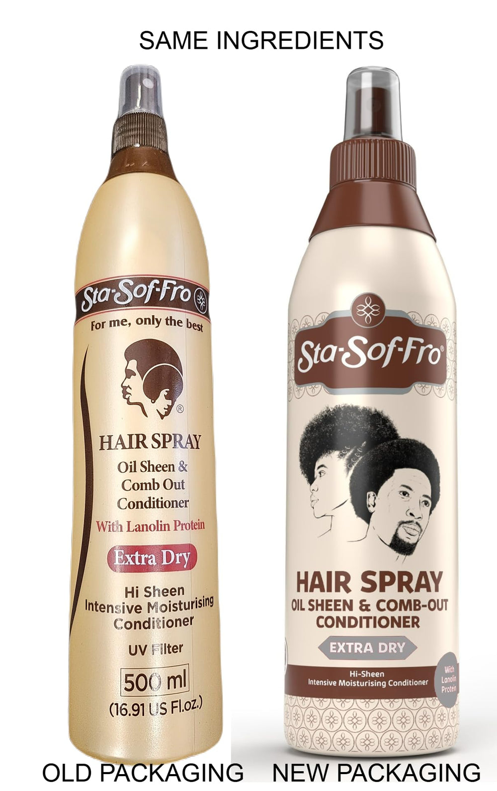 Sta-Sof-Fro Comb Out Conditioner bottle ready to smooth dry hair.