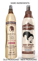 Sta-Sof-Fro Comb Out Conditioner bottle ready to smooth dry hair.