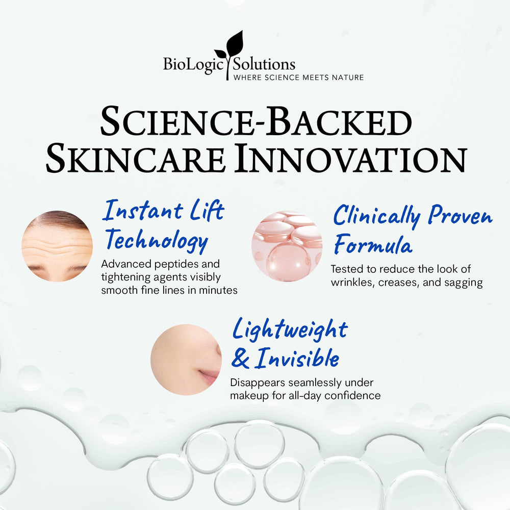 Texture close-up highlights smooth, fast-drying LifTight serum.