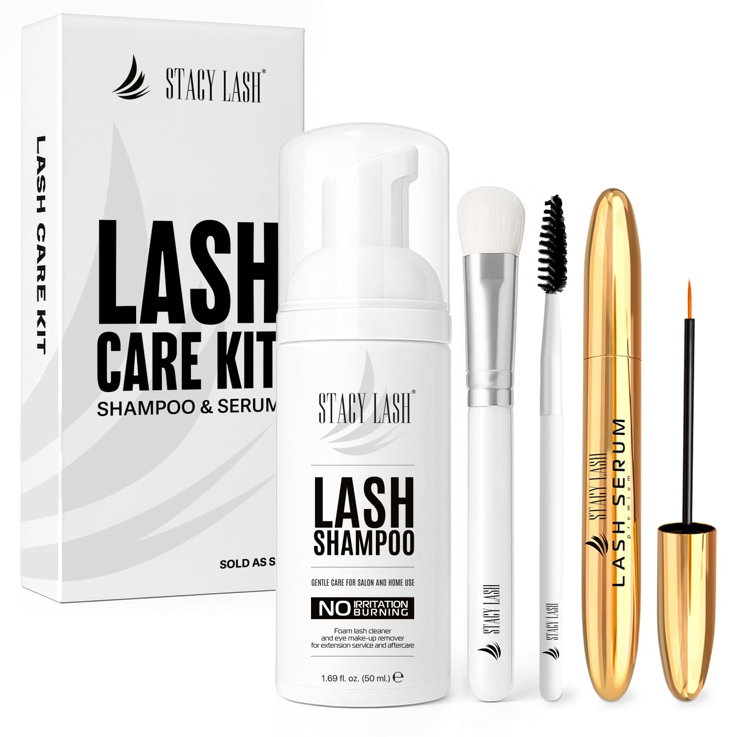 STACY LASH Shampoo-foam-cleanser bottle for gentle lash cleansing.