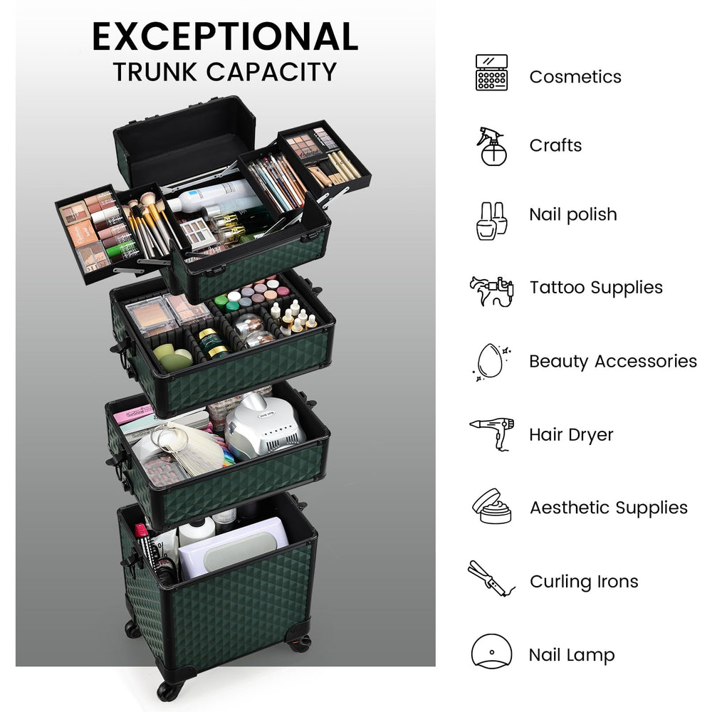 Stagiant 4-in-1 makeup train case top pouch for on-the-go professionals.