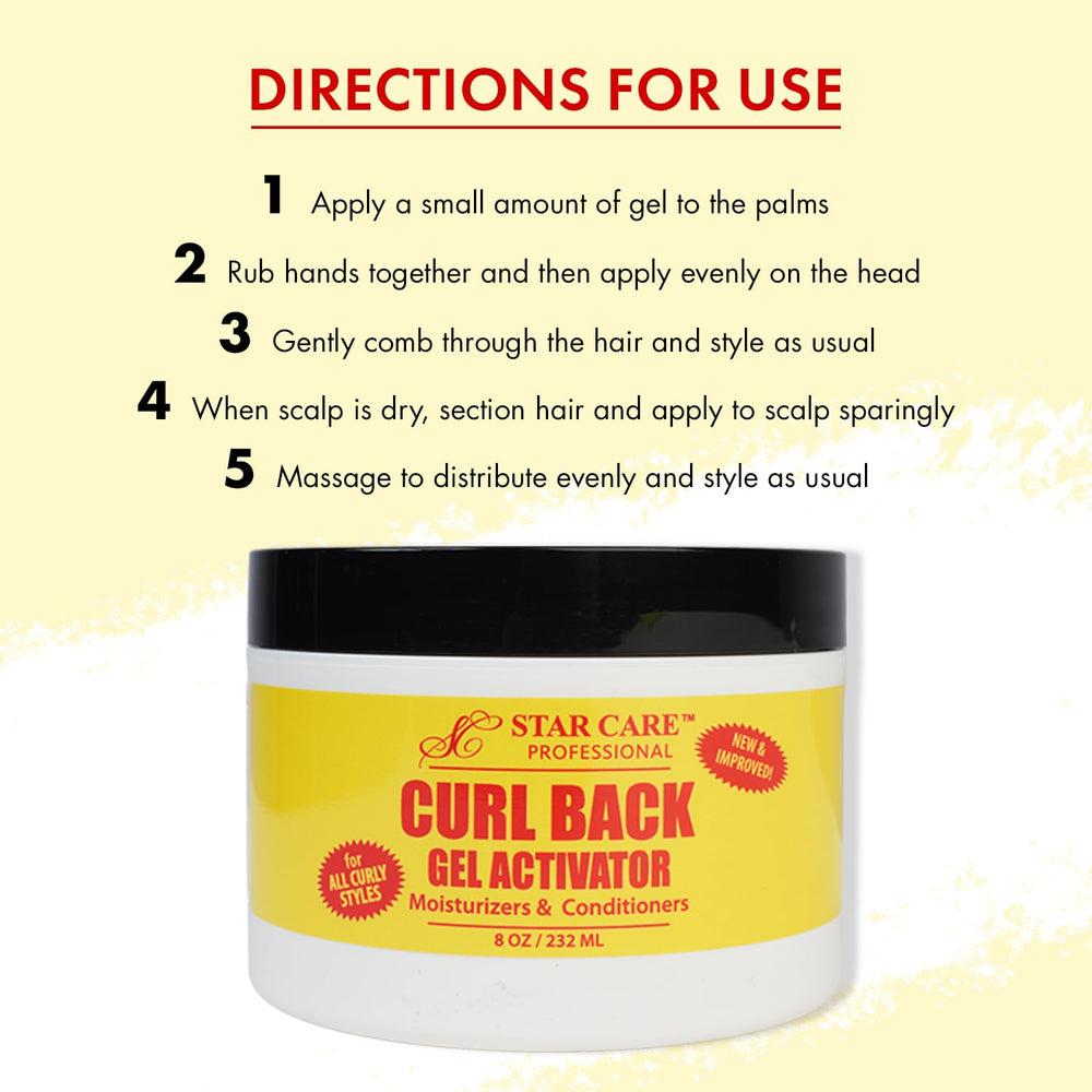 STAR CARE Curl Back Gel Activator on hair with shine and moisture