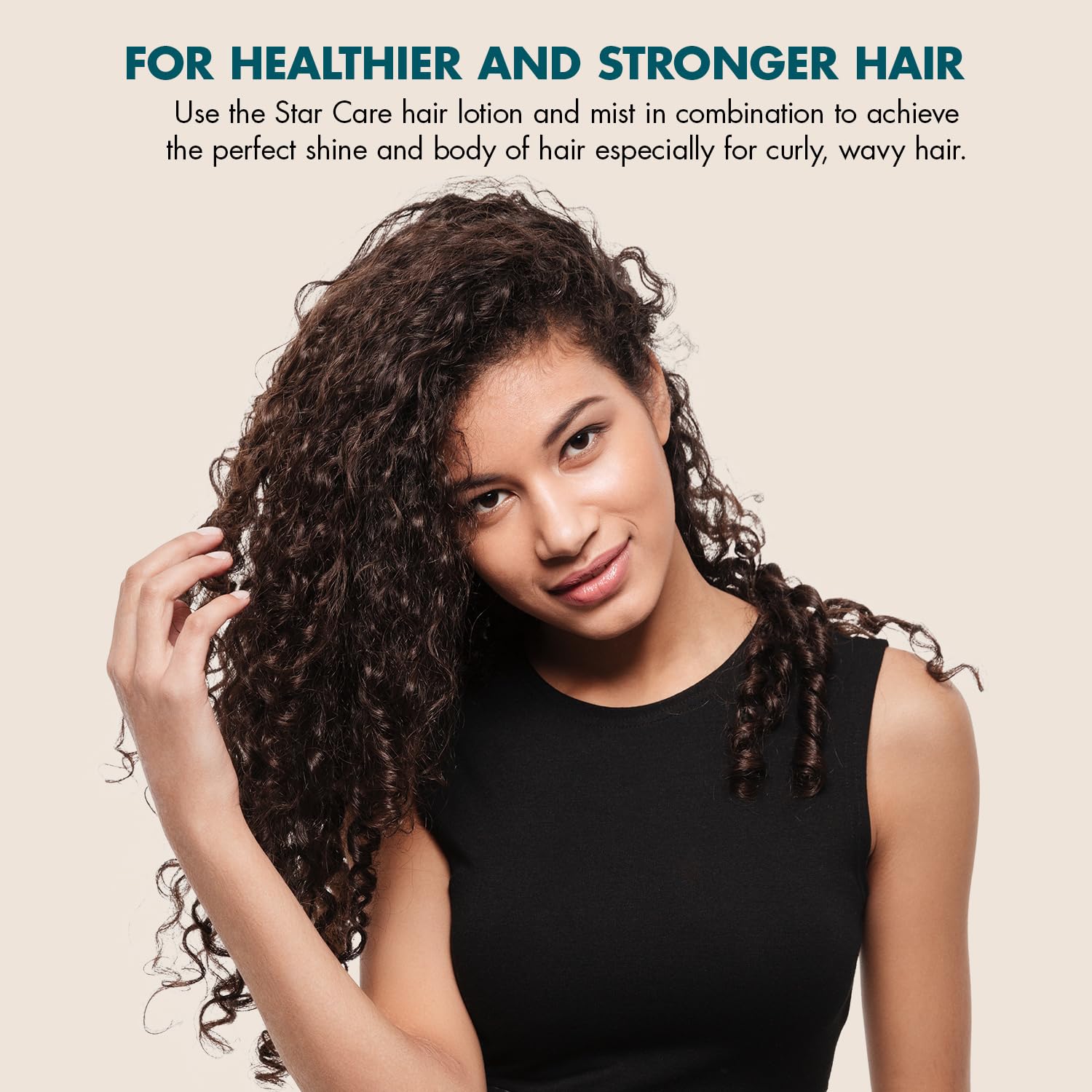 Star Care Wave Back Curl Lotion label highlights anti-frizz and soft hold benefits.
