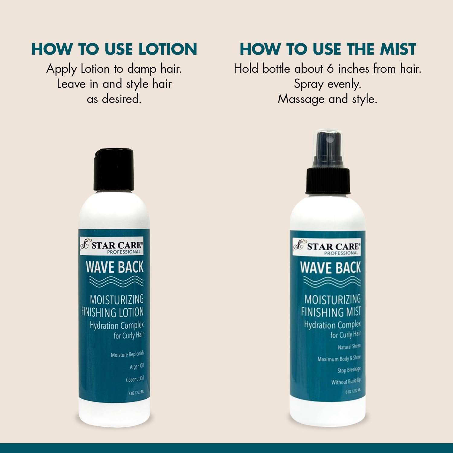 Star Care Wave Back Curl Mist bottle demonstrates quick curl refreshment.