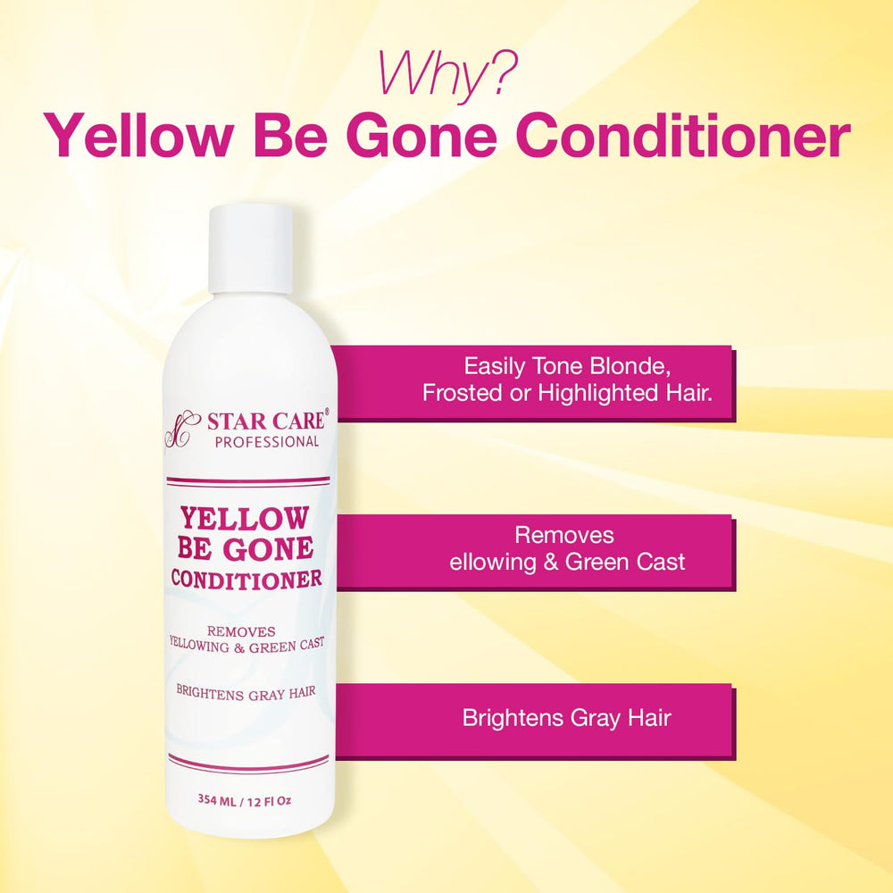 STAR CARE Yellow Be Gone bottle pour—easy at-home color neutralizing for salon-like results.
