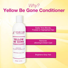 STAR CARE Yellow Be Gone bottle pour—easy at-home color neutralizing for salon-like results.