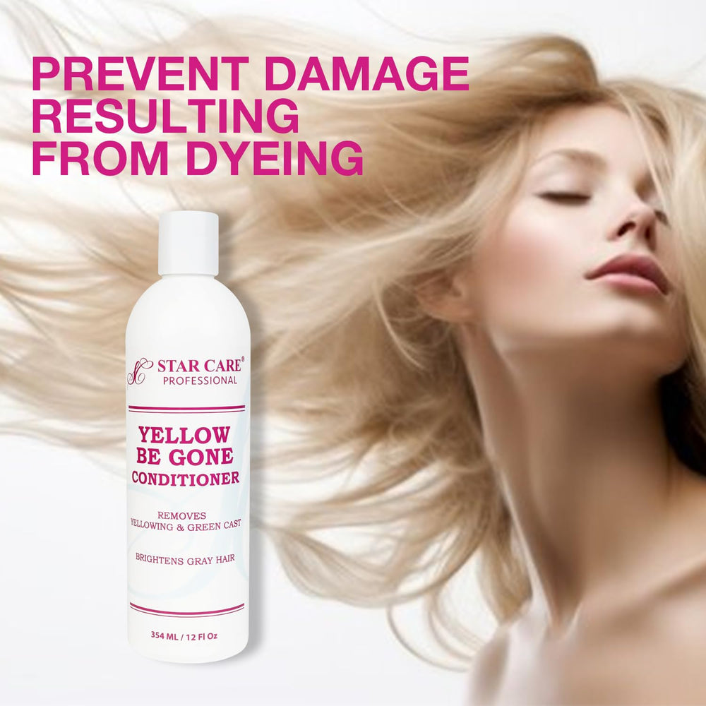 STAR CARE Yellow Be Gone gray hair brightening—fades yellow tones in gray hair.