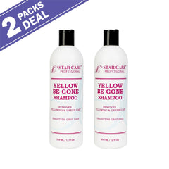 STAR CARE Yellow Be Gone Shampoo 2 pack box indicating value for at home color correction