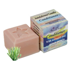 StarBars sandalwood vanilla conditioner bar close-up showing texture and color-safe formula
