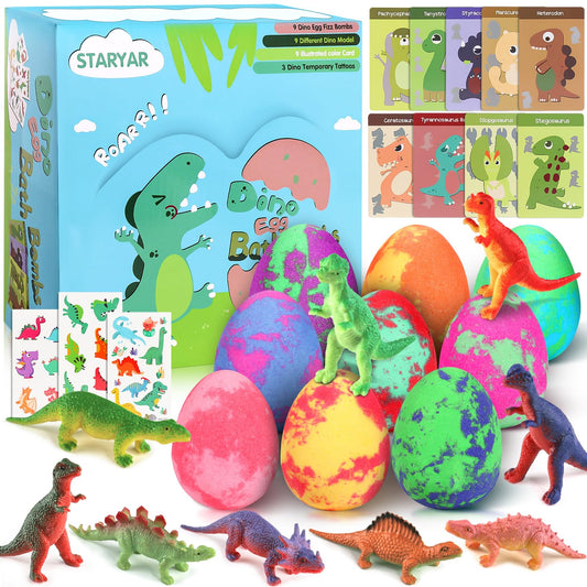 STARYAR dino egg bath bombs packaging, ideal gift-ready presentation for kids
