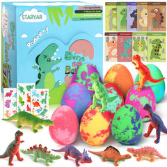 STARYAR dino egg bath bombs packaging, ideal gift-ready presentation for kids