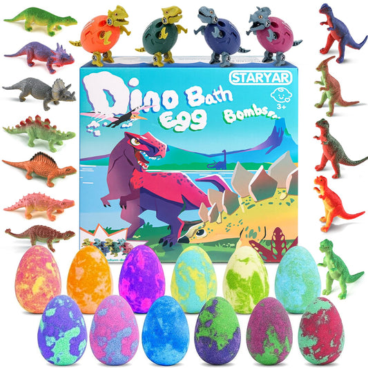 STARYAR dinosaur bath bombs reveal a toy inside each egg.