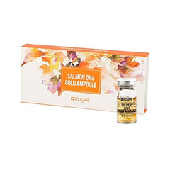 Stayve Salmon DNA Gold Ampoule bottle on skin showing hydrated glow