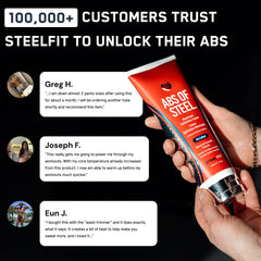 Applied after a workout, SteelFit cream helps tone and tighten skin.