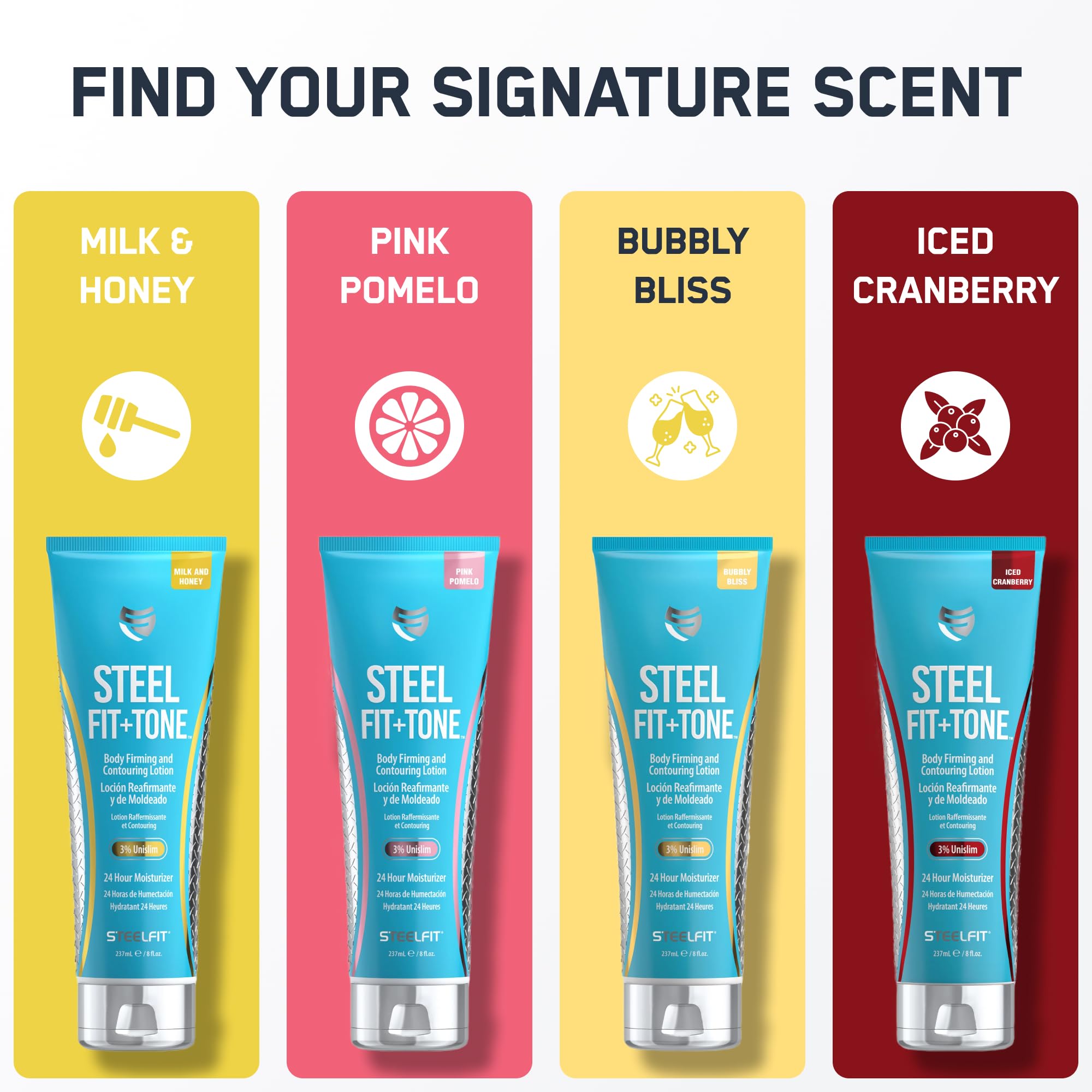SteelFit shea and cocoa butter nourish skin for smoother texture.