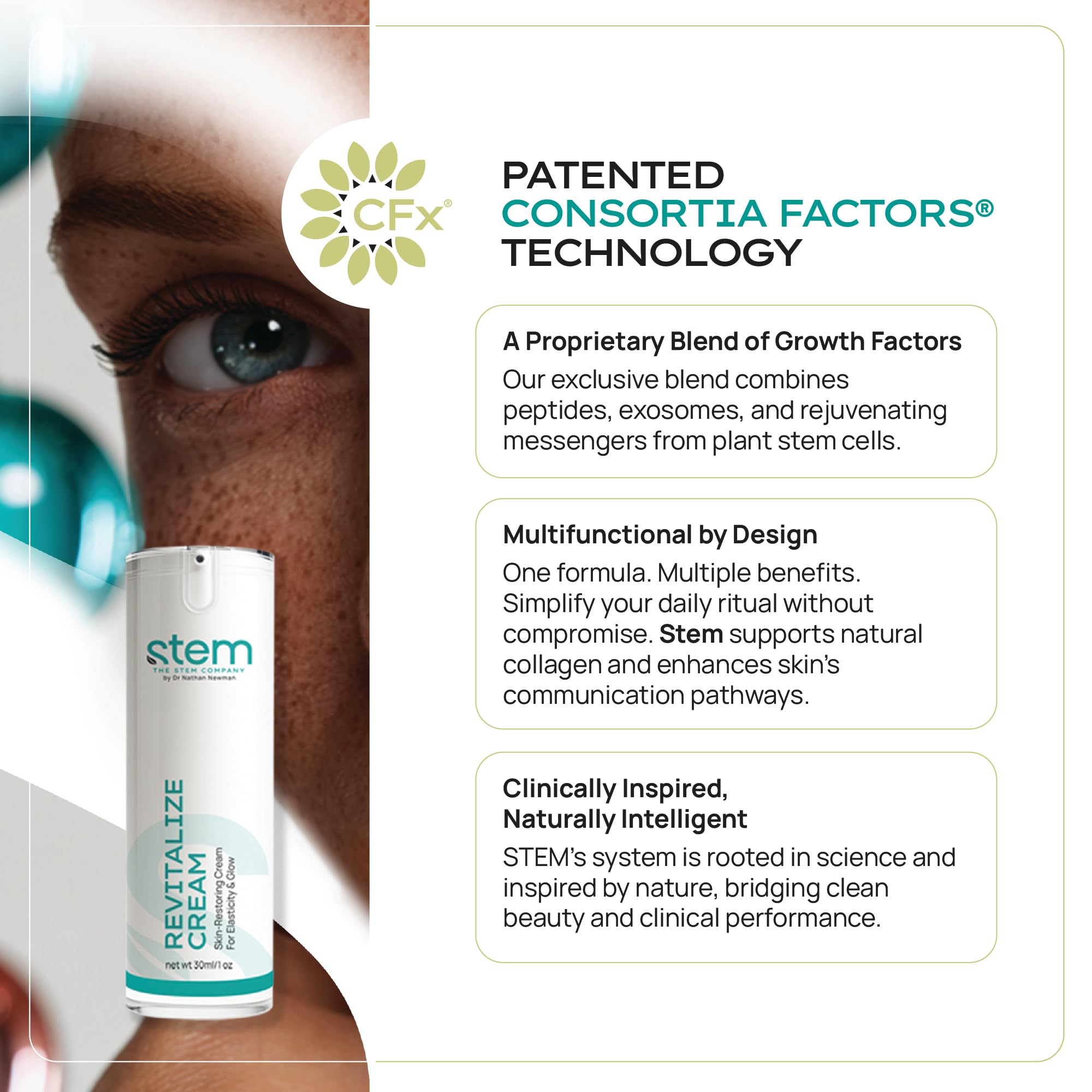 STEM Natural Intelligence Revitalize Night Cream nightly application demonstrates gentle self care