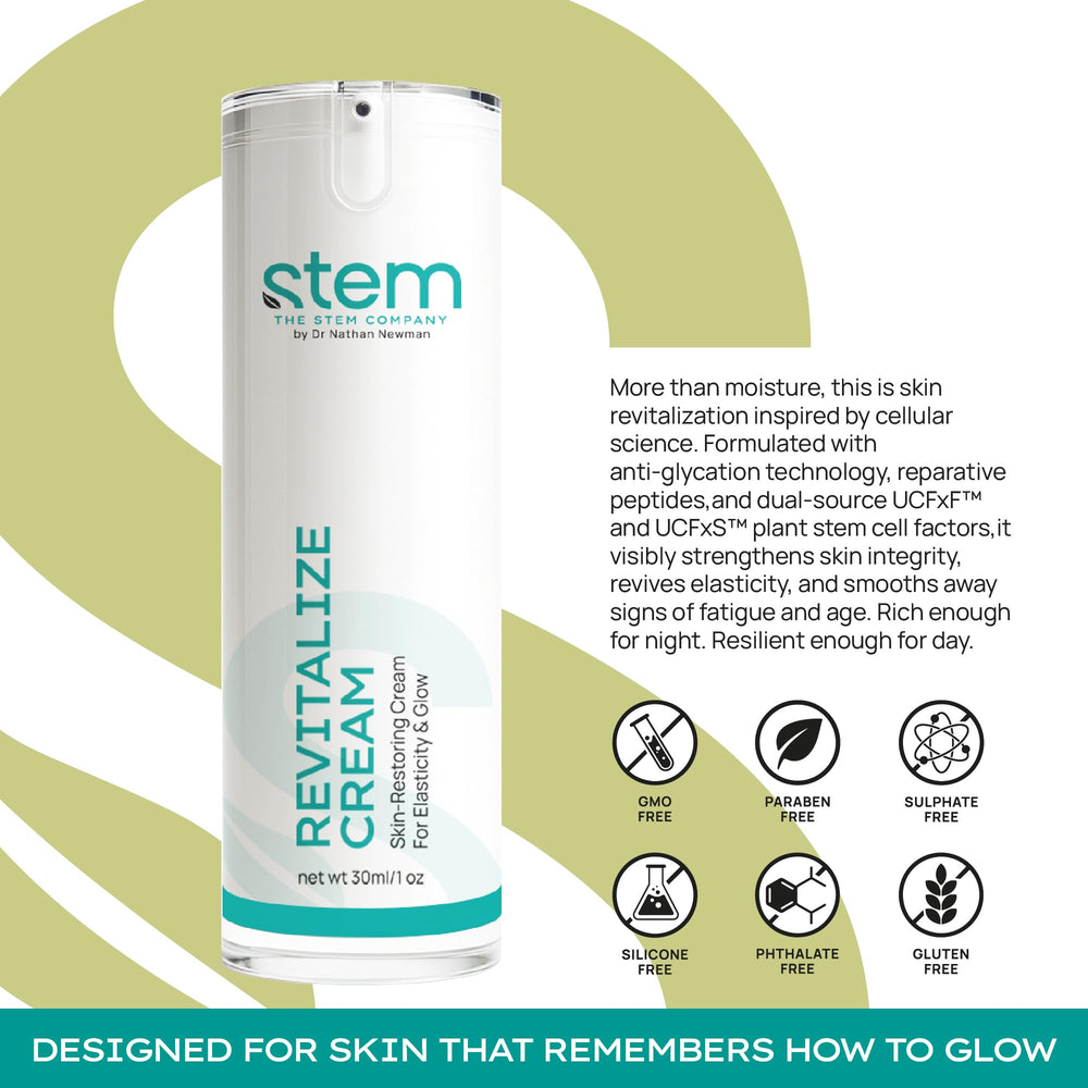 STEM Natural Intelligence Revitalize Night Cream jar closeup highlights luxurious texture for hydration