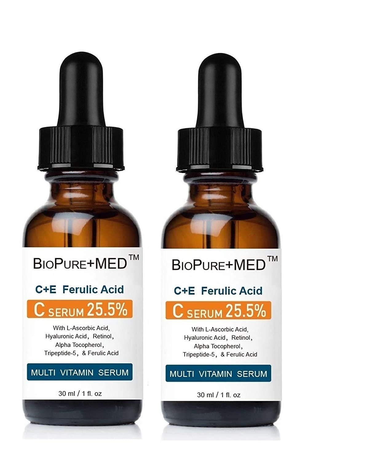 STEMBOTANY BioPureMED serum bottle highlights stabilized vitamin C formula for brightness