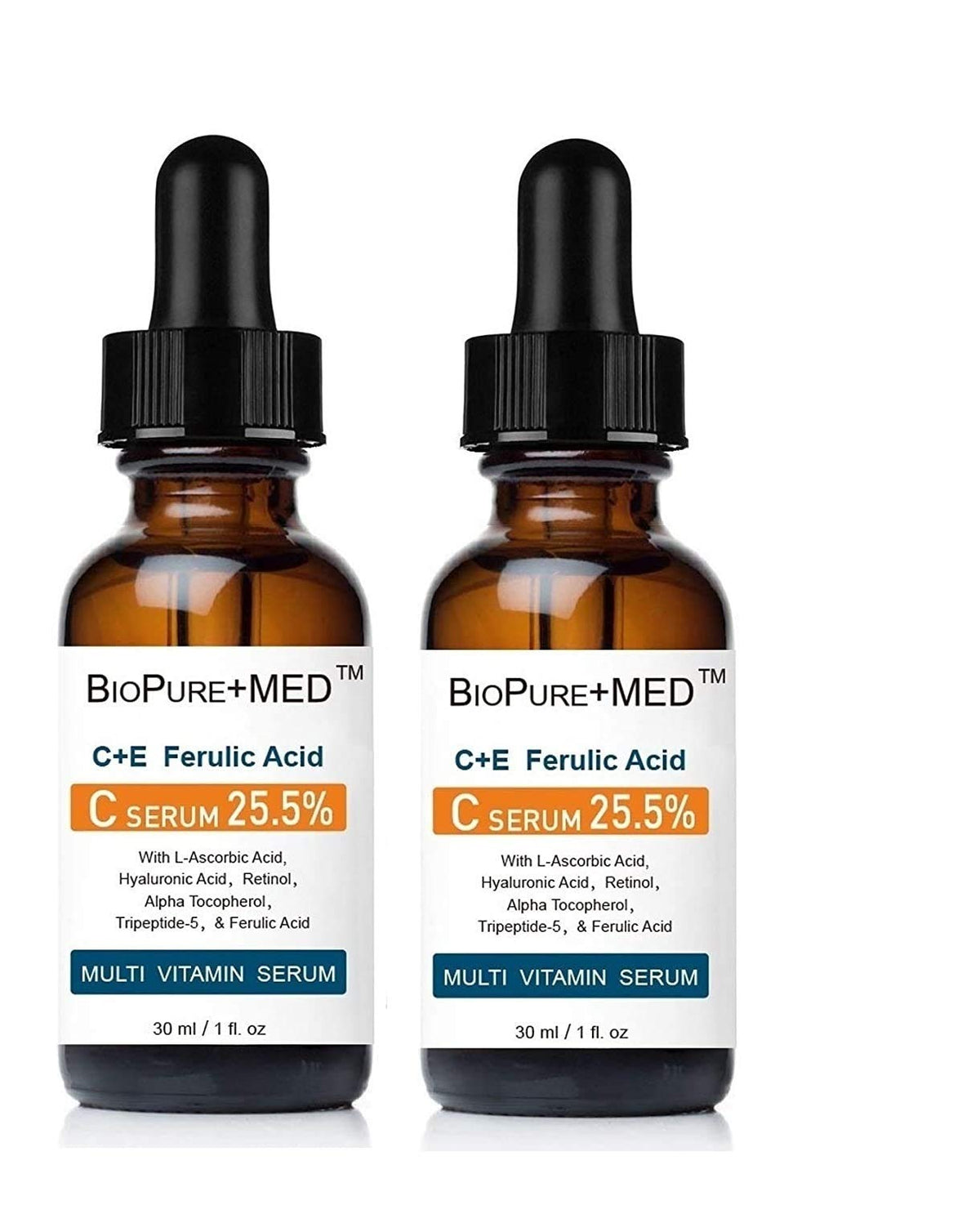 STEMBOTANY BioPureMED serum bottle highlights stabilized vitamin C formula for brightness