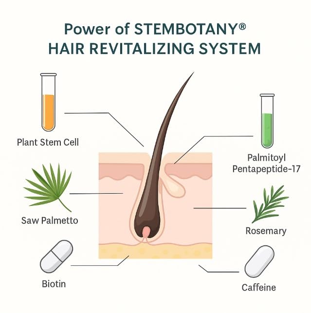 StemBotany Stem Cell Shampoo packaging highlighting 70 percent organic ingredients for scalp care.