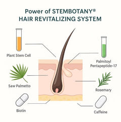 StemBotany Stem Cell Shampoo packaging highlighting 70 percent organic ingredients for scalp care.
