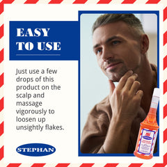 Stephan's Dandruff Remover shown with lather on dry hair.