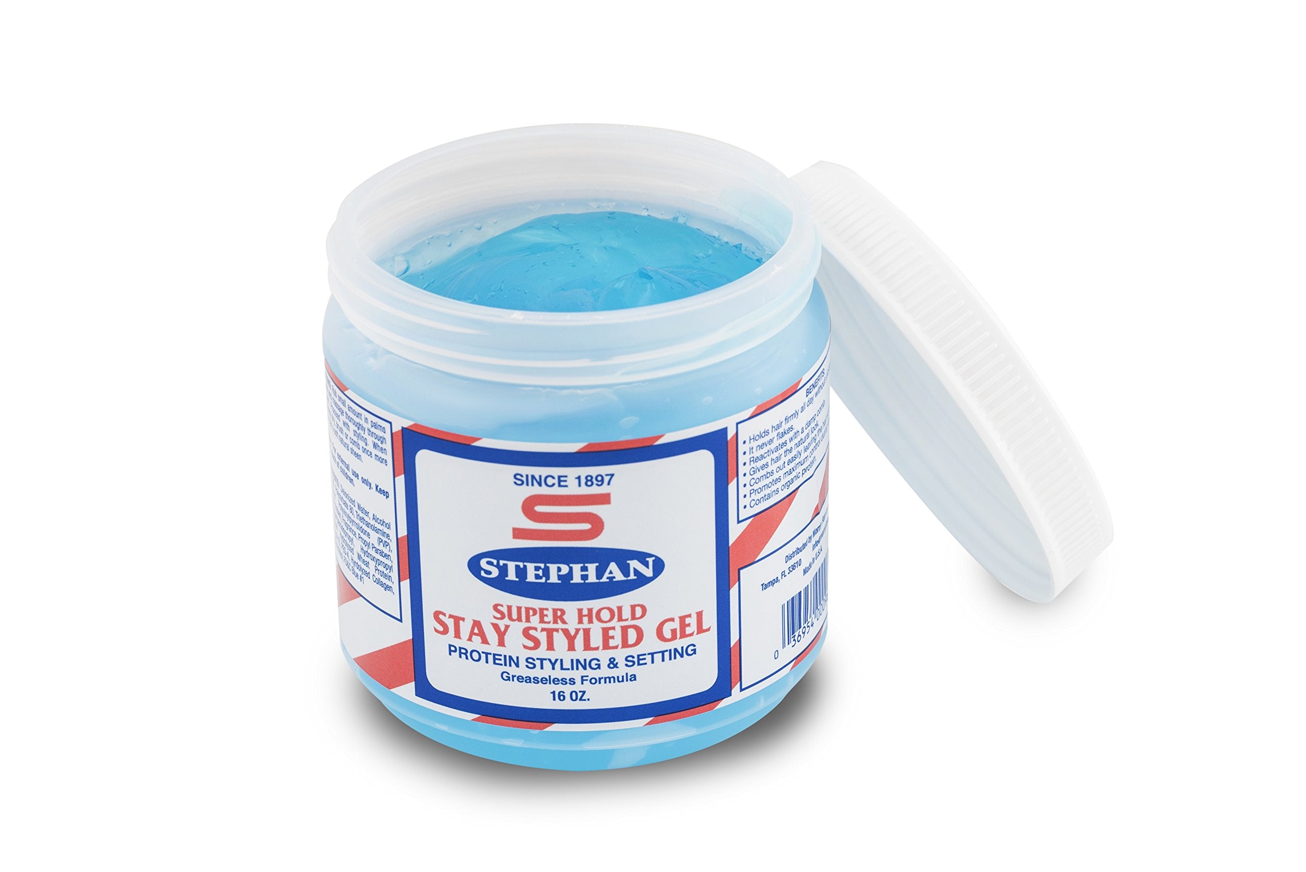 Stephan's Super Hold Stay Styled Gel hair look helps with long-lasting texture and shine.